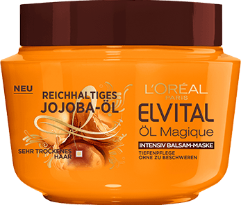 Pflegefuertrockeneshaarelvitaloelmagiquereichhaltigesjojobaoelintensivbalsammaskepackshot